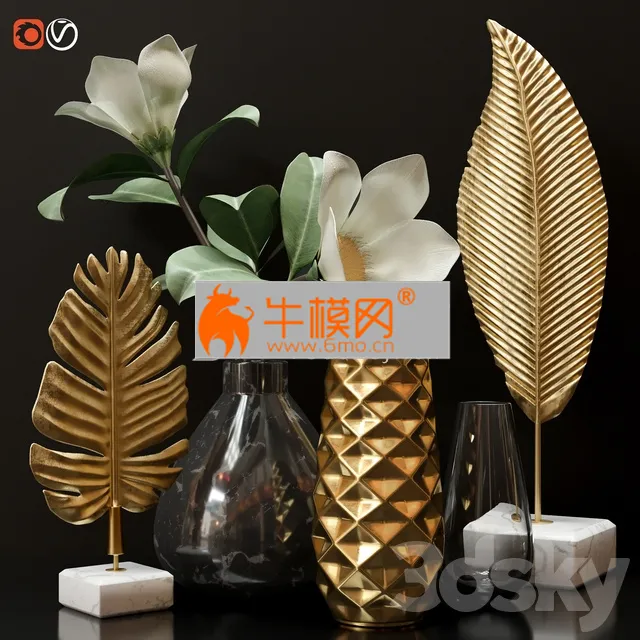 Set with flowers anf golden decor – 5000