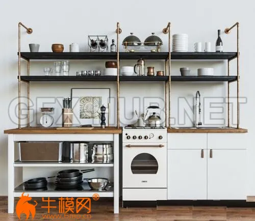 Kitchen set in a loft style (max 2011 Corona) – 5145