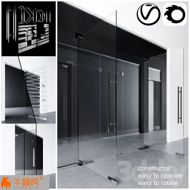 Swinging pendulum glass doors for office and home – 5435