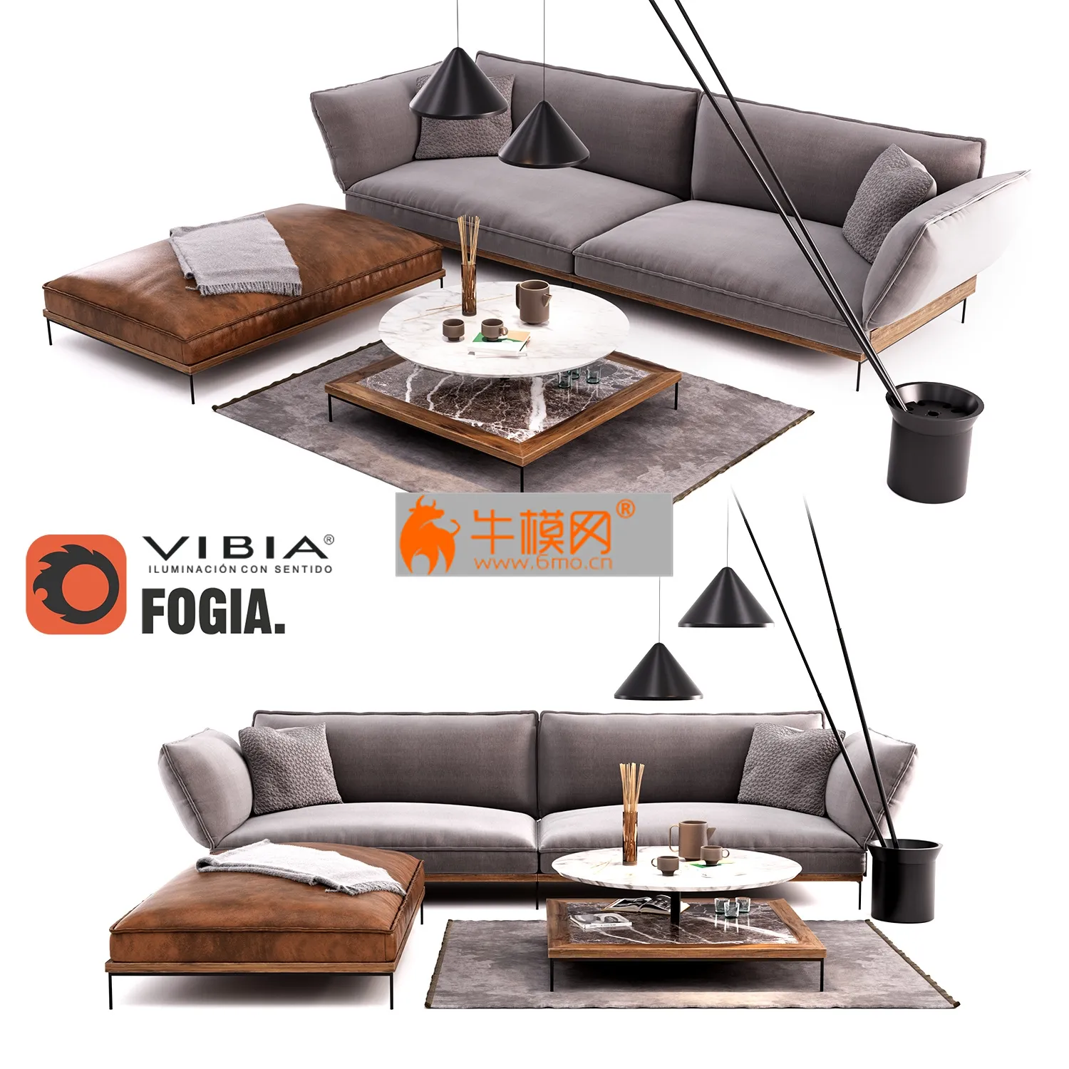 Fogia Jord Sofa Set Vibia North Floor Lamp – 5980