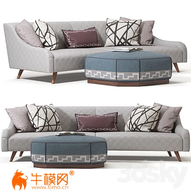 Jay Jeffers Custom Curved Sofa (Vray, Corona) – 5992