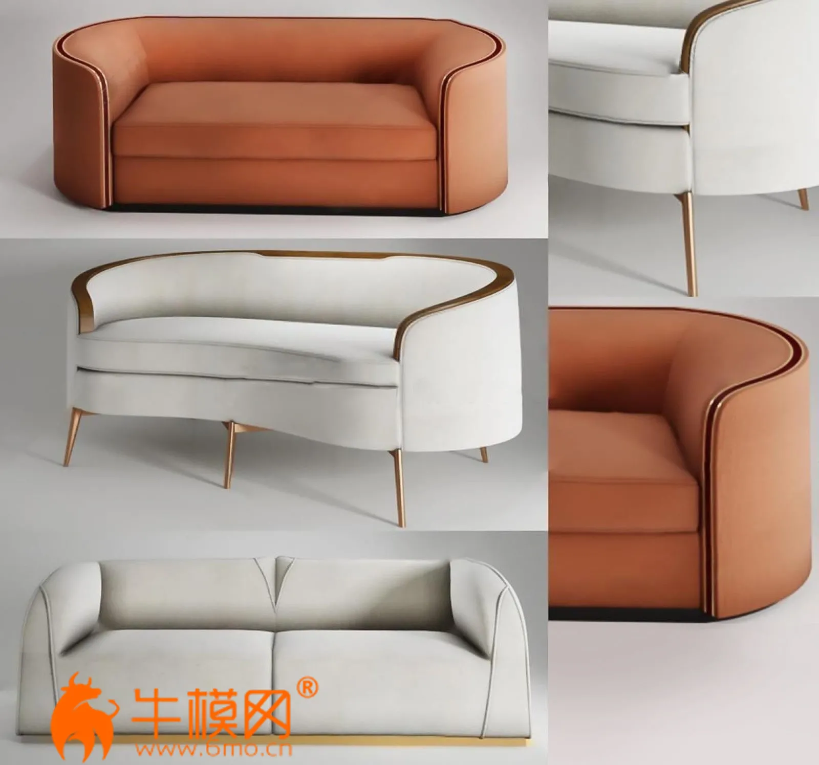 Modern Leather Two-seat Sofa (max) – 6036