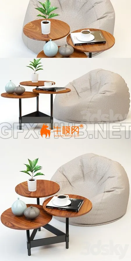 Coffee table and poof – 6258