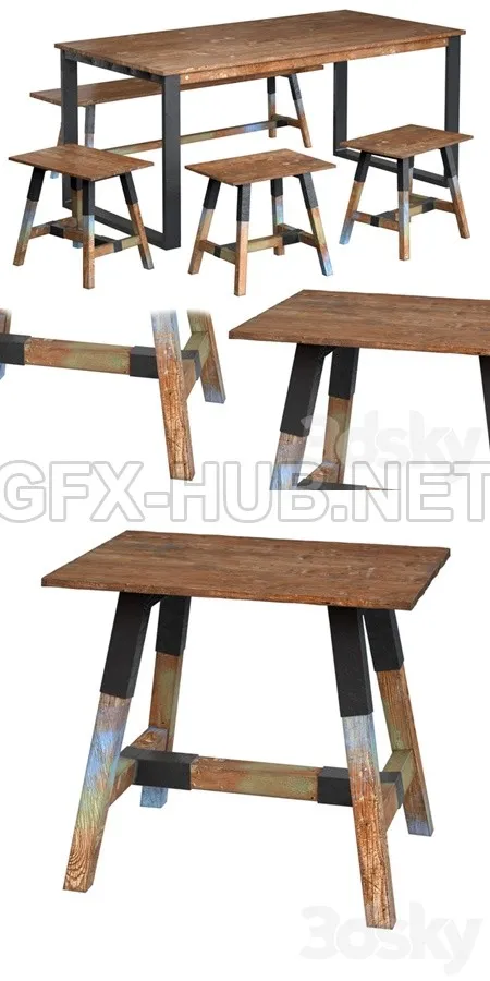 Dining Table With Teak Array Look 180 – 6291