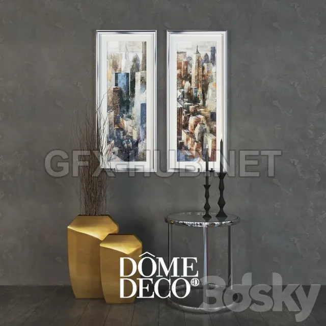Dome Deco decor set, a table with vases and paintings – 6295