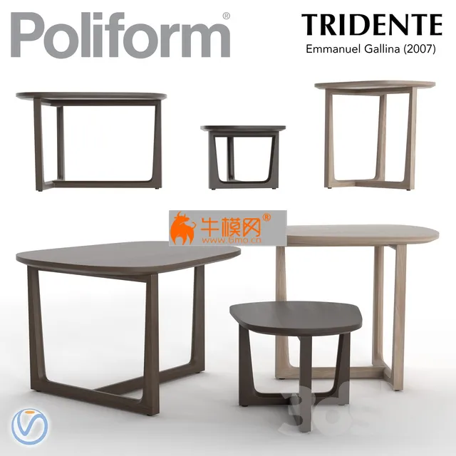 Poliform Tridente Table Set x 3 3dsMax + Vray 3.4 – 6392