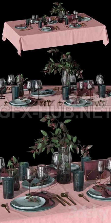 Table setting with a sprig of eucalyptus – 6461