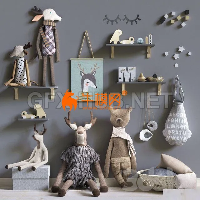 Set of soft toys and accessories in the Scandinavian style – 6501