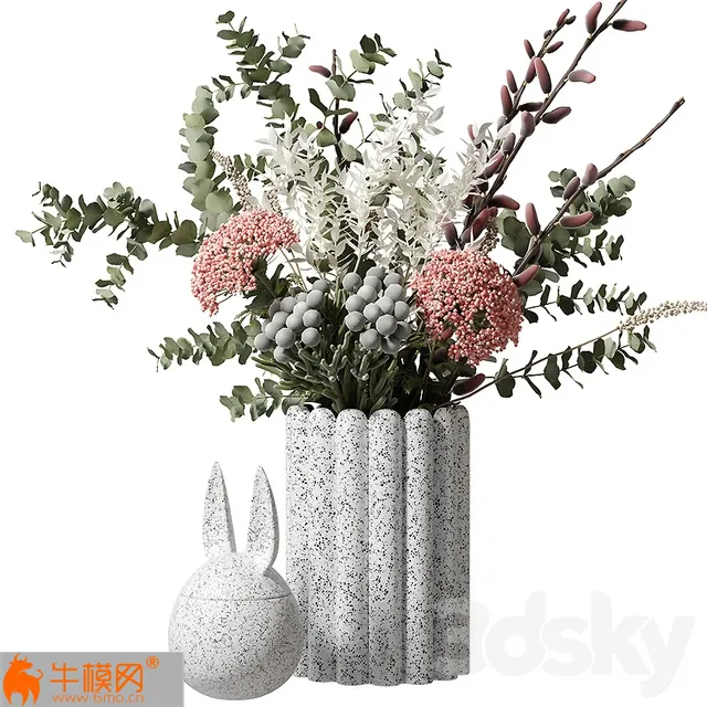 Bouquet in white vase – 6617