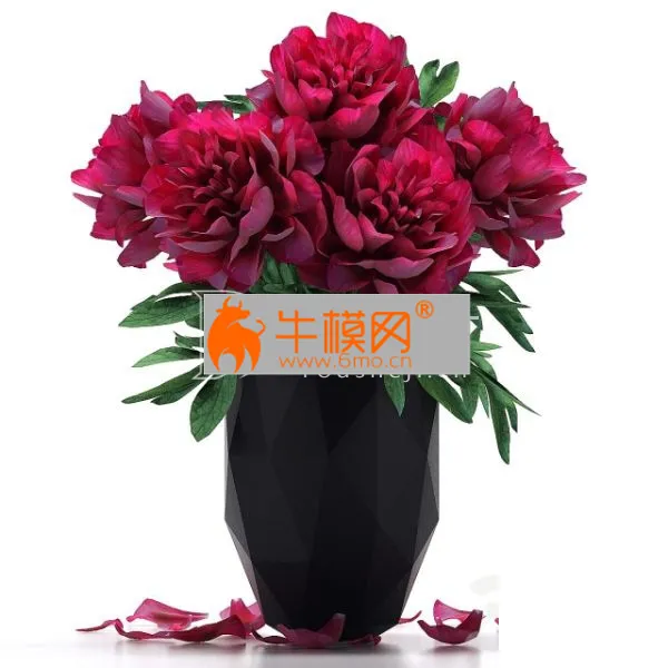 Bouquet of peonies in a dark vase – 6619