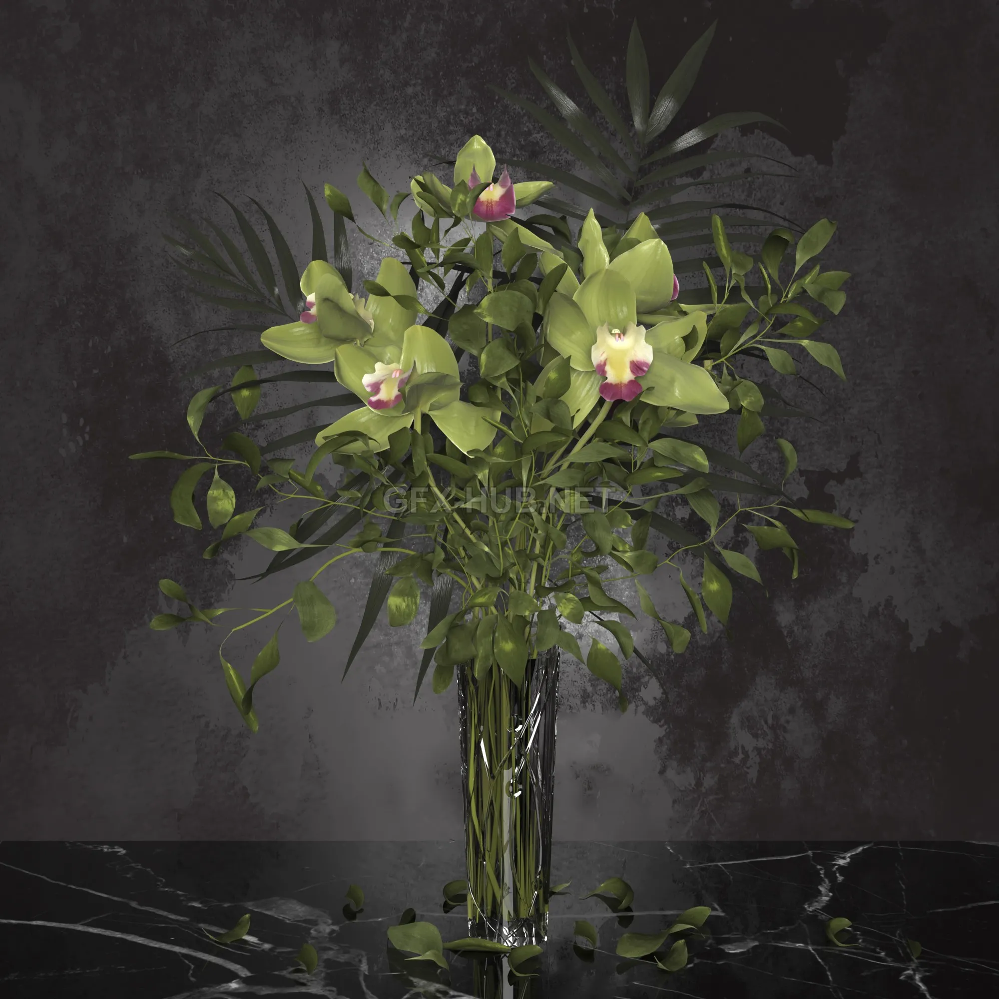 Orchid Bouquet Bohemia Labyrinth Vase – 6643