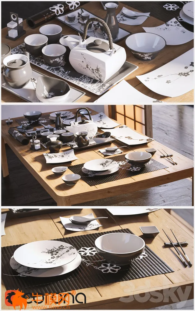 A set of dishes in the Japanese style (max, fbx, obj) – 881
