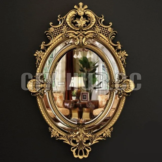 MIRROR – 19th Century French Louis XV Fine Gilt Carved Oval Mirror