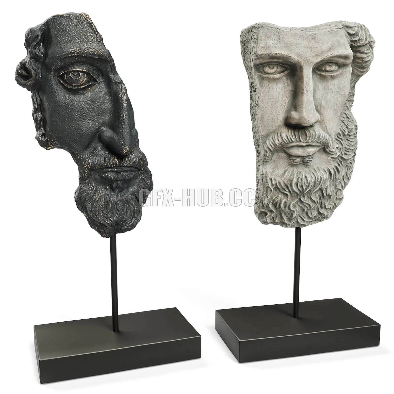 PRO MODELS – ANCIENT GREEK SCULPTURE POSEIDON and ZEUS on a stand
