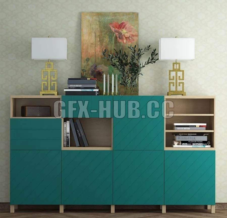 PRO MODELS – Combination for storage Ikea Besta Hallstavik (blue – green)