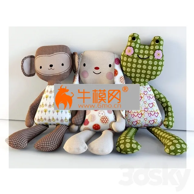 PRO MODELS – Textile toys monkey, hare, frog