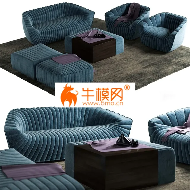 SOFA – Chic blue sofa set 008