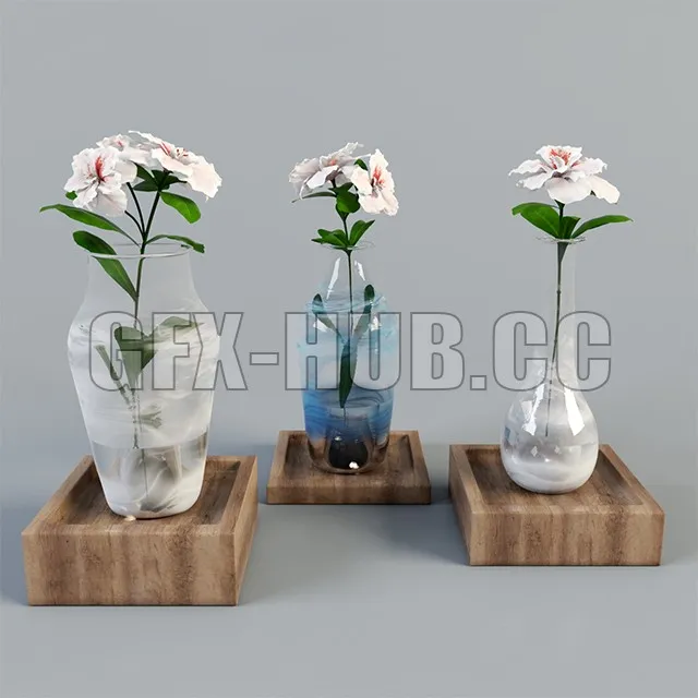 VASE – Azalea flower in glass vases with stand