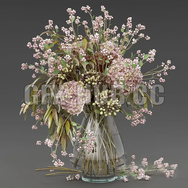 VASE – Bouquet of Snowberry and Hydrangea in a vase