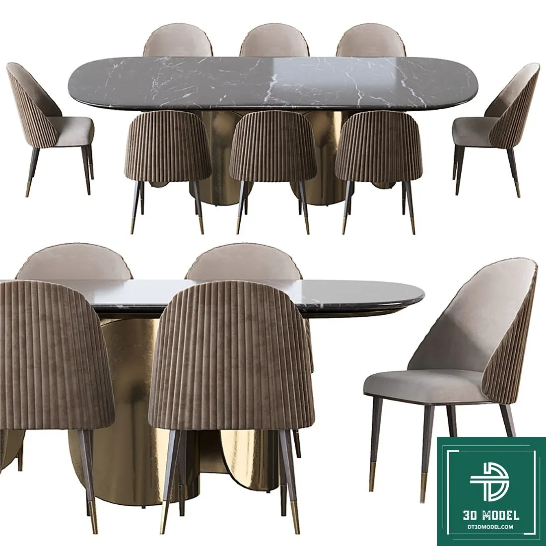 LUXURY – 3D Models – DINING TABLE SETS – 020
