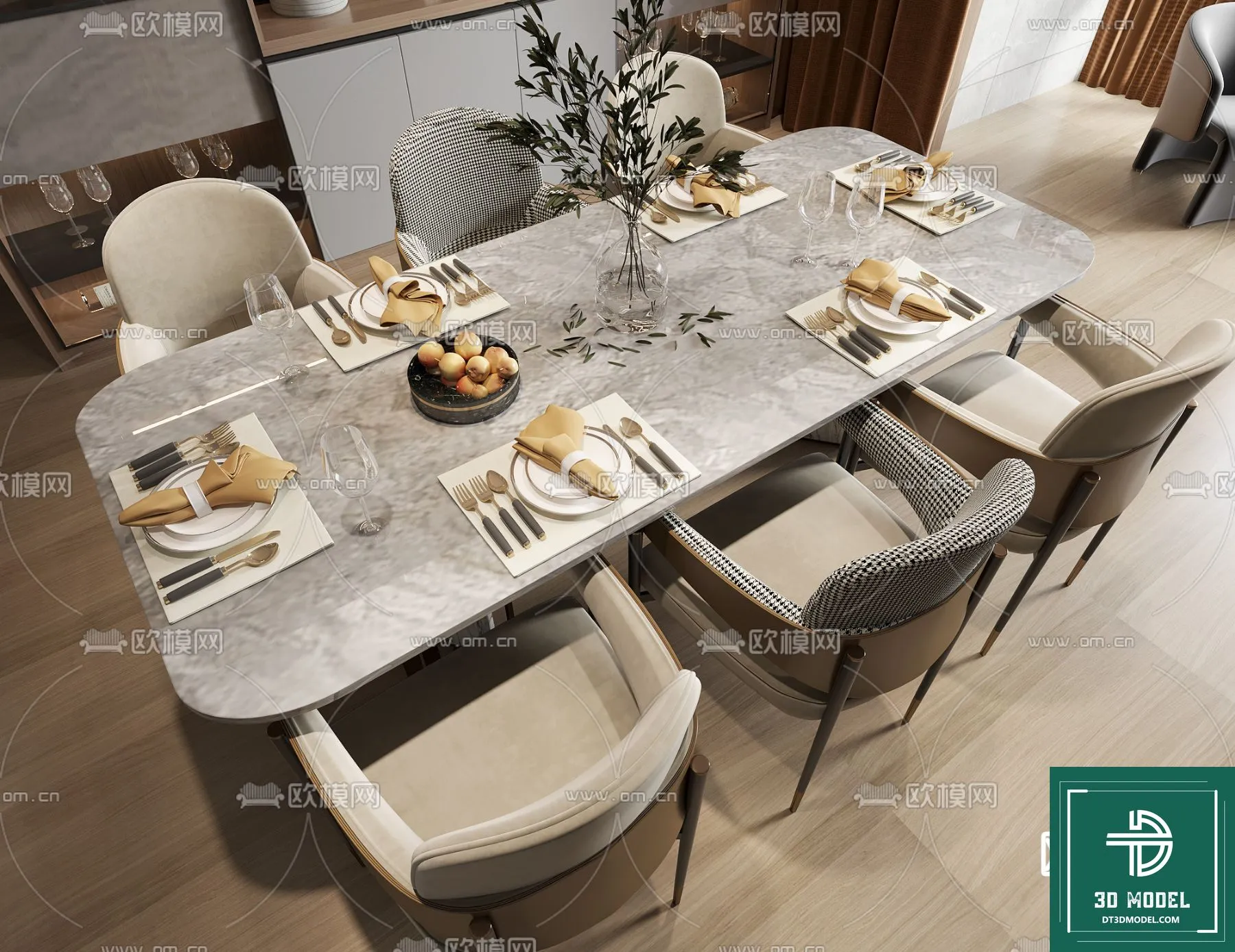 LUXURY – 3D Models – DINING TABLE SETS – 035