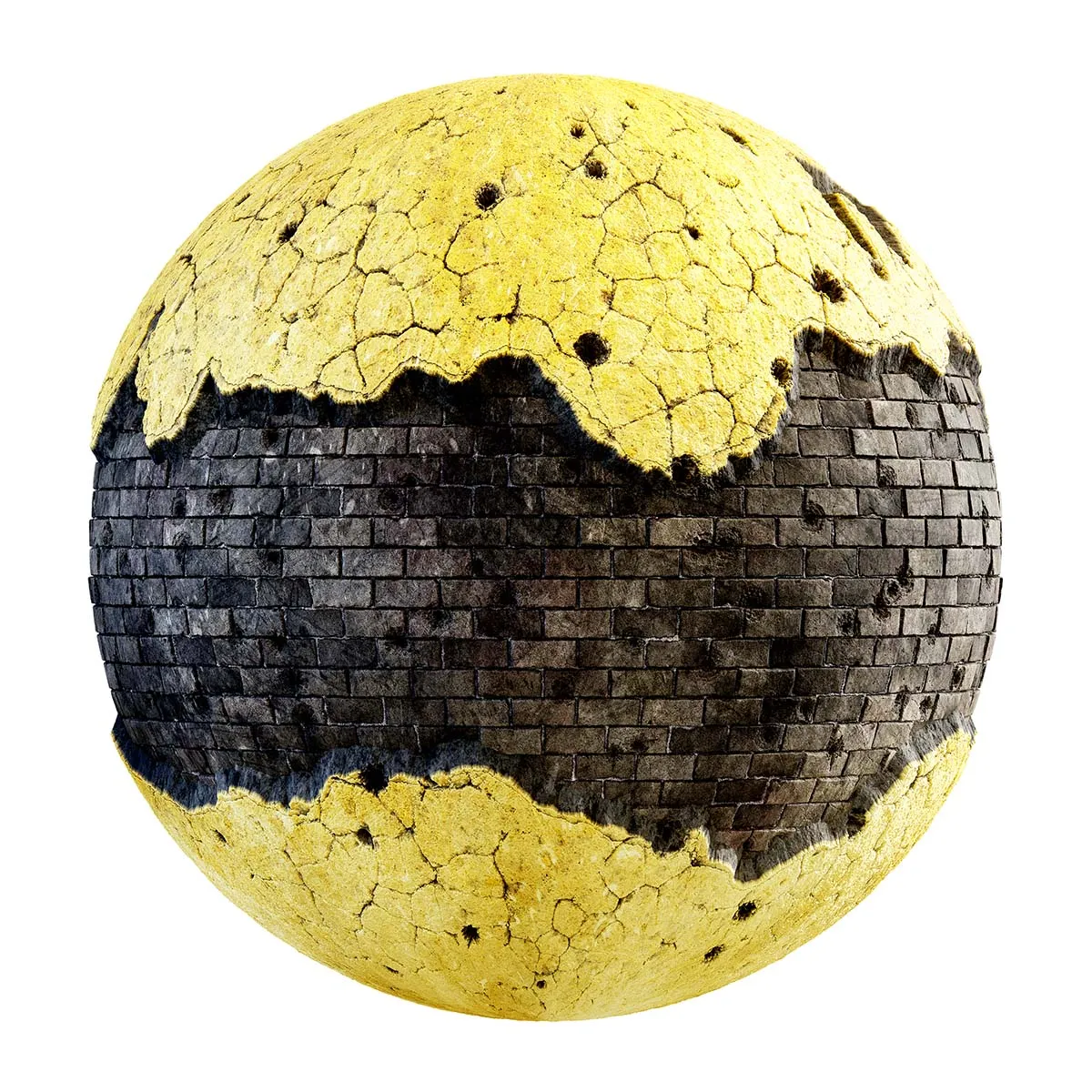 CGAxis PBR 28 – Damaged Yellow Painted Wall 31 44