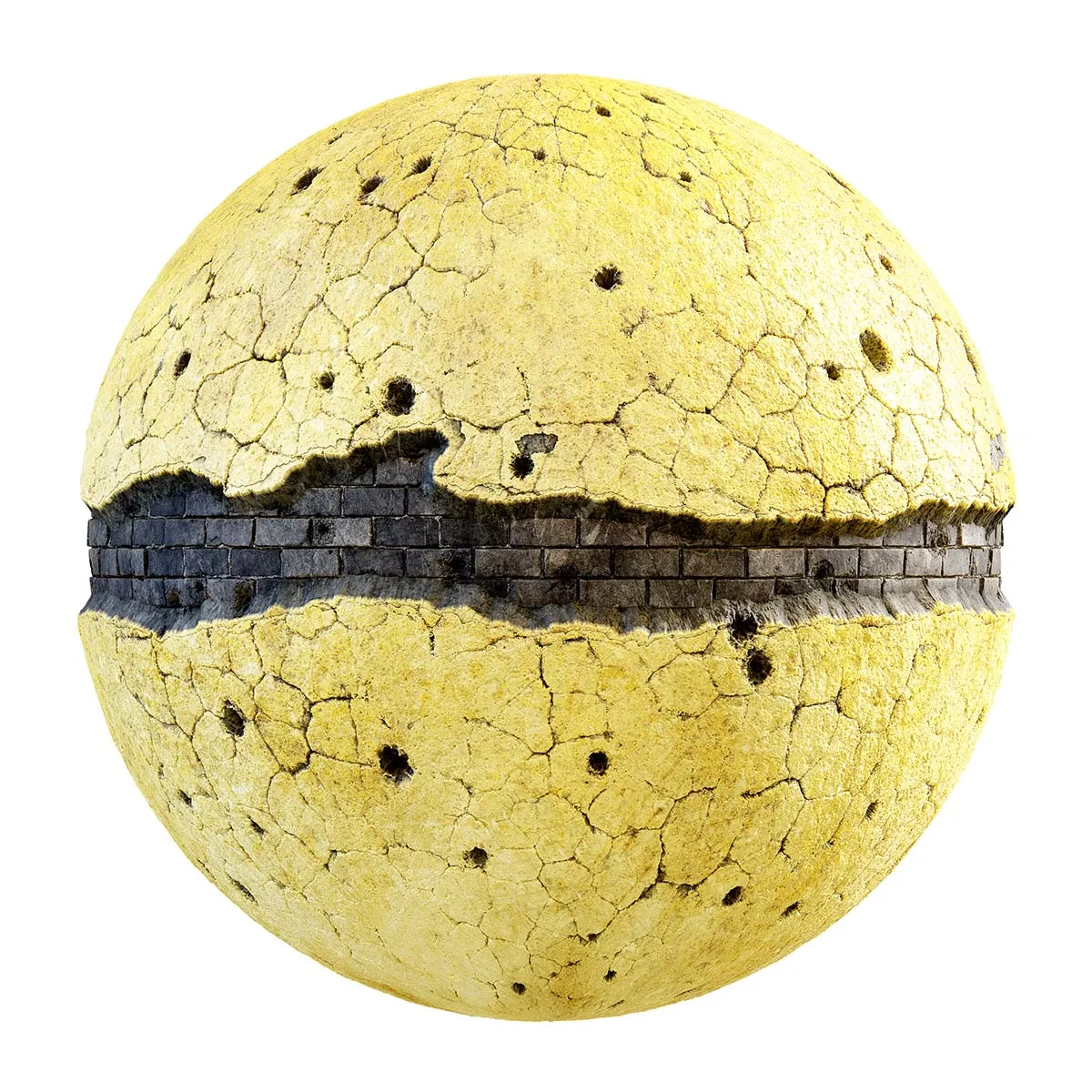 CGAxis PBR 28 – Damaged Yellow Painted Wall 31 45
