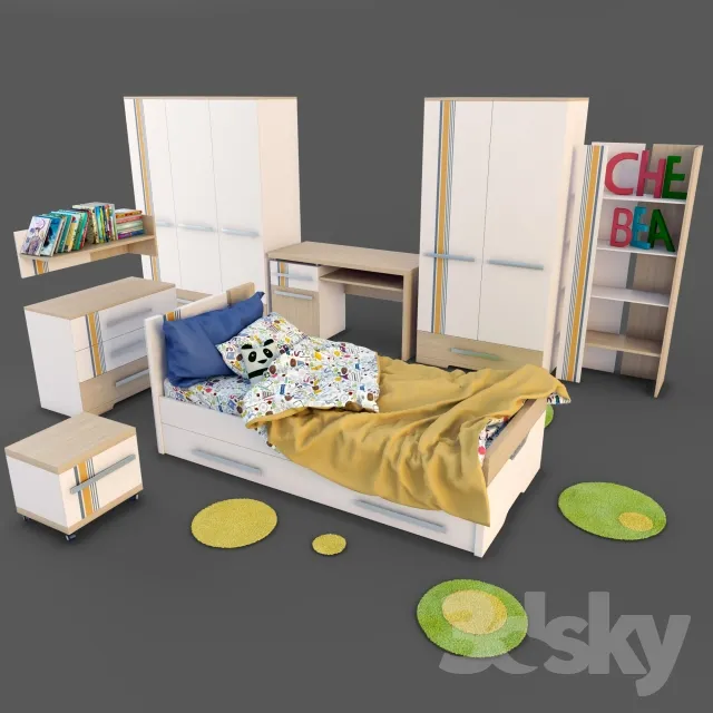 CHILDROOM – FURNITURE SETS – 3D MODELS – 017