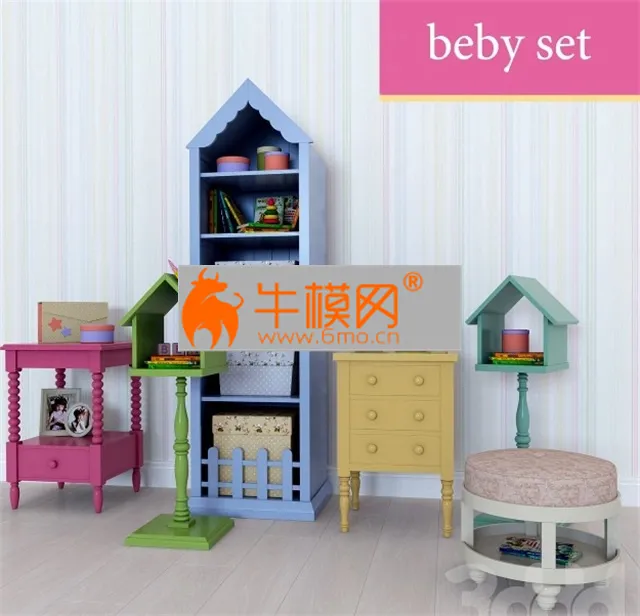 DECORATION – A set of furniture for the nursery (sideboards, whatnot, pouf, decor)