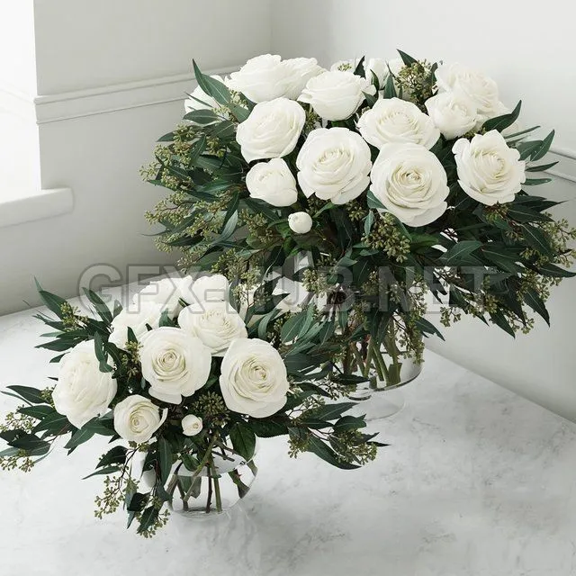 FLOWER – Bouquet of white roses