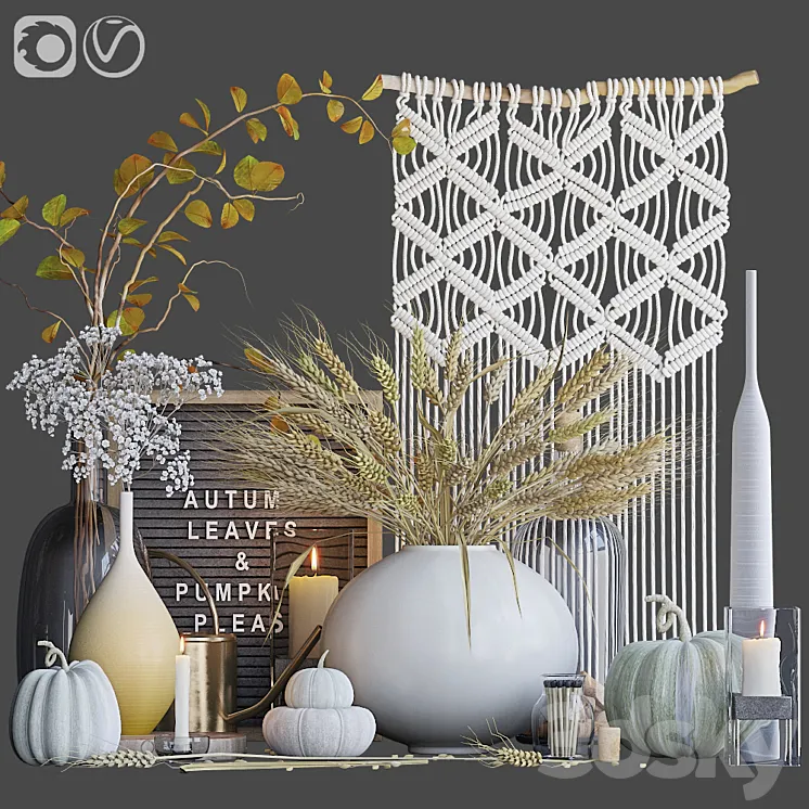 Autumn decorative set with wheat 3DS Max