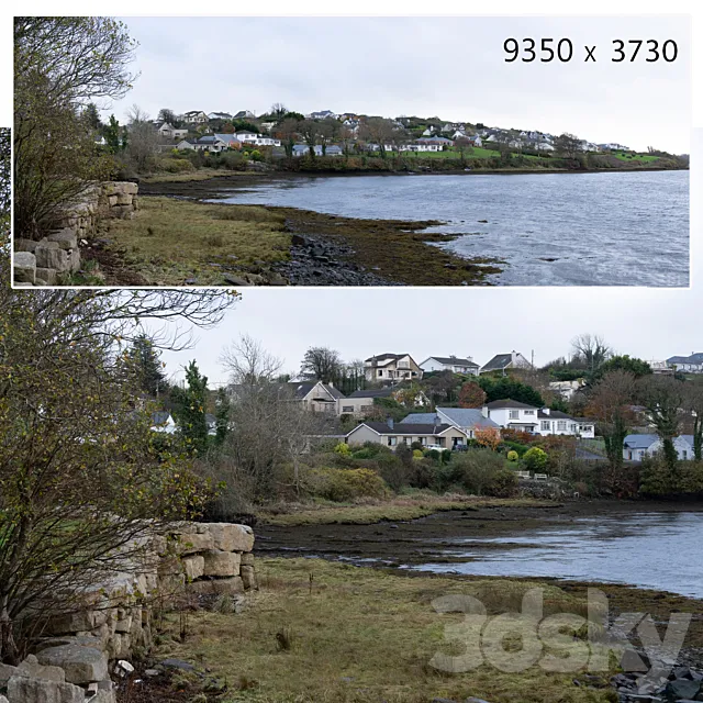 Autumn panorama. View of the bay and the private sector 3ds Max