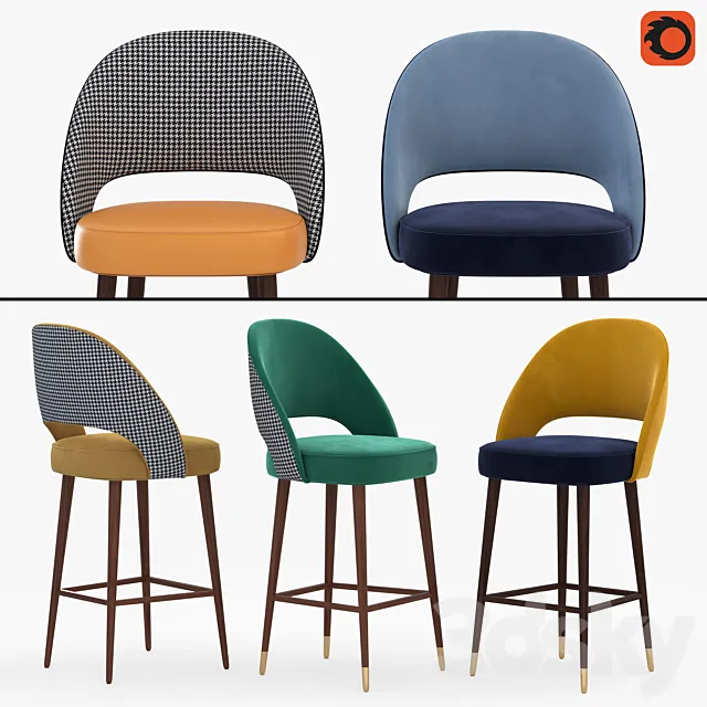 AVA BAR CHAIRS_set 3ds Max