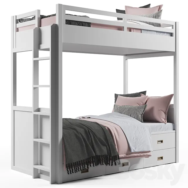 Avalon Bunk Bed with Trundle 3DS Max Model