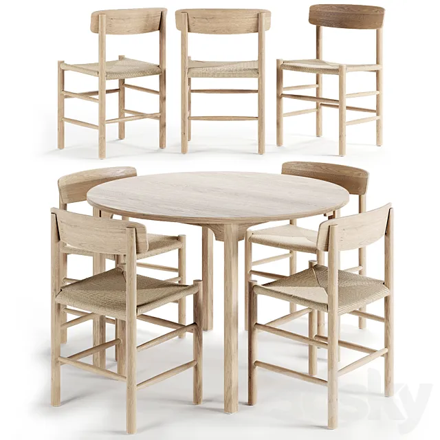 AVE Borge Mogensen Shaker Chair & Dining Table 3ds Max