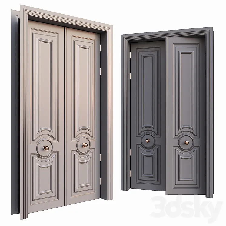 AVE Classic Gray Door With Rounded Ornament 3DS Max
