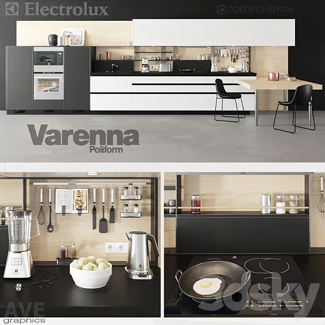 AVE Electrolux volume & Poliform Varenna kitchen 3DSMax File