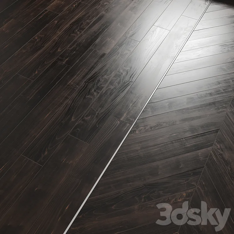 AVE Floor Dark Perfect Oak (Laminate and Chevron Tiles) 3DS Max Model