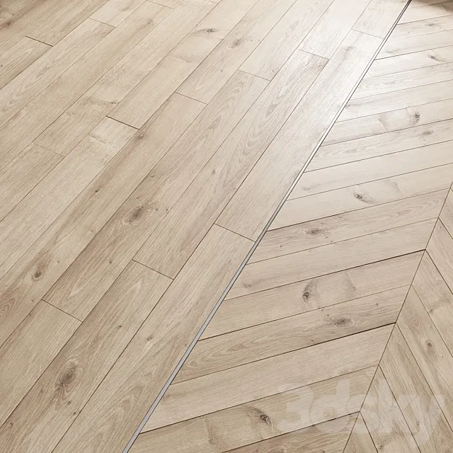 AVE Floor Lighten Oak (Laminate and Chevron Tiles) 3DS Max Model