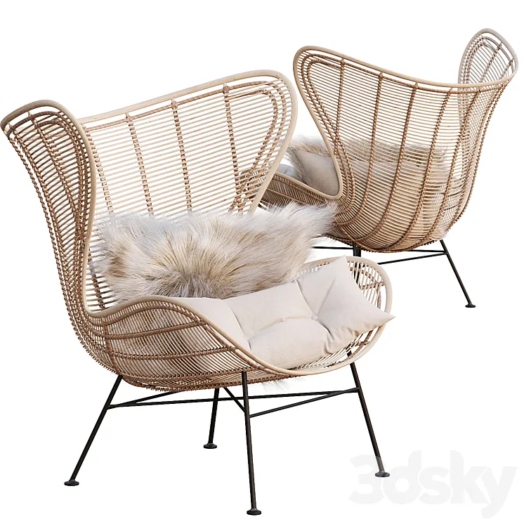 AVE HK Living Natural Rattan Egg Chair 3DS Max