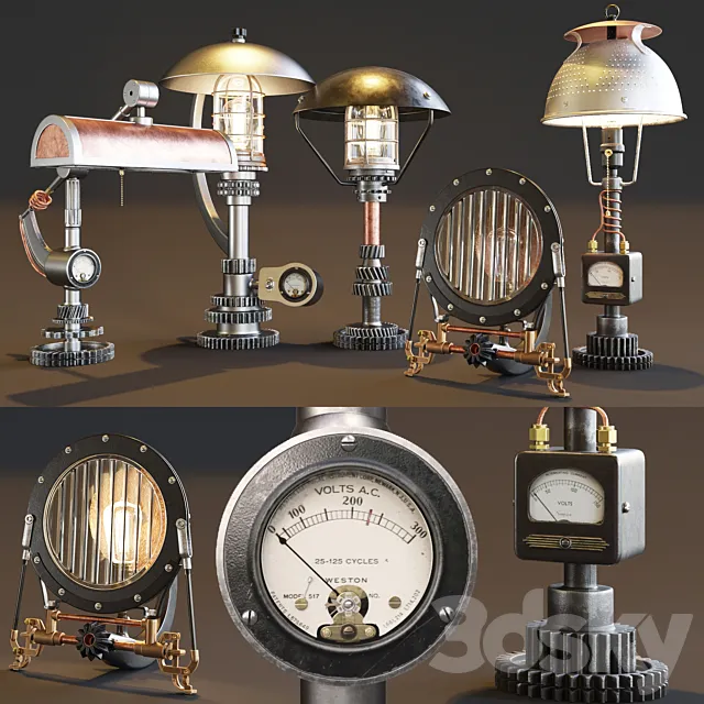 AVE Machine Brothers Lamps Set 3DSMax File