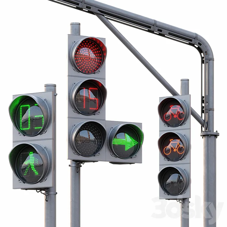 AVE Traffic Lights Set (Animated) 3DS Max