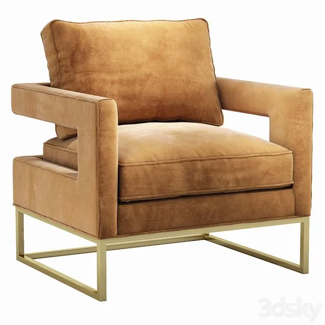 Avery Cognac Velvet Chair 3dsMax Model