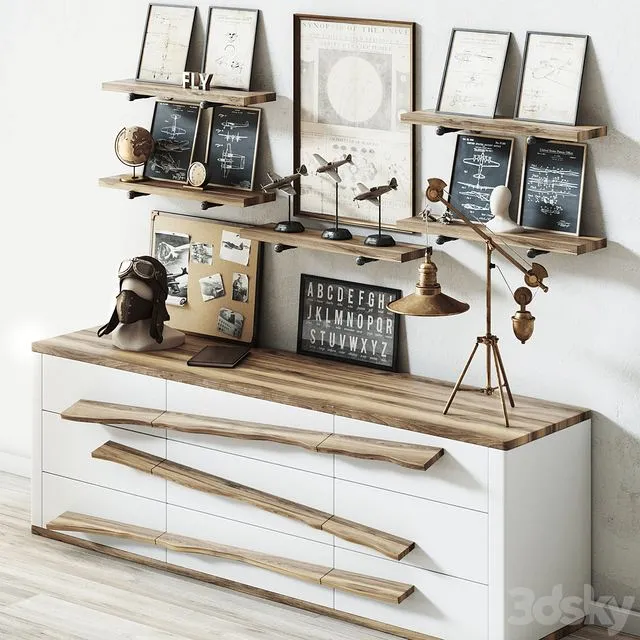 Aviation themed decorative loft set 3dsMax Model