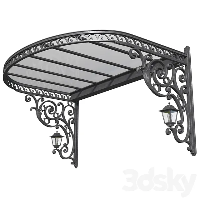 Awning over the porch. A visor over the front door. Wrought iron Сanopy 3dsMax Model