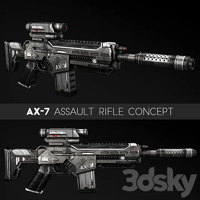 AX-7 Assault Rifle 3ds Max