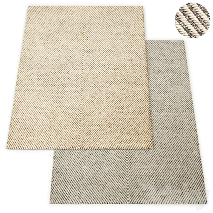Axiom Handwoven Wool Flatweave Rug RH Collection 3DS Max