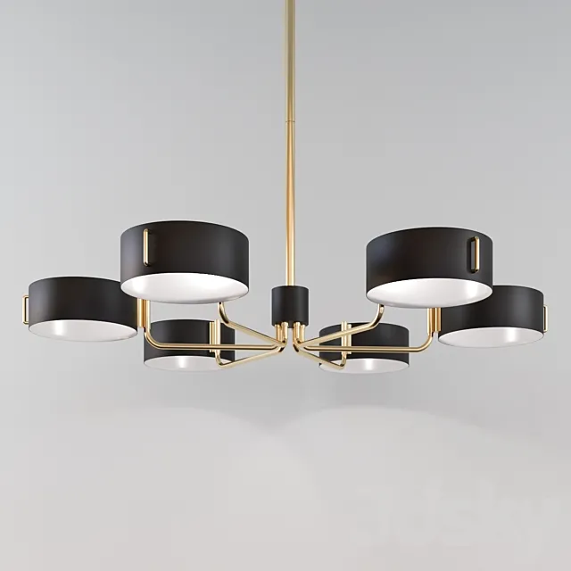 Axle Brass Black Shade Chandelier by Crate and Barrel 3DSMax File
