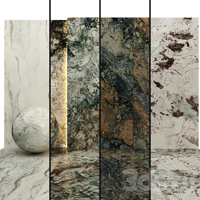 AY Slab Marble Set 014 3DS Max Model