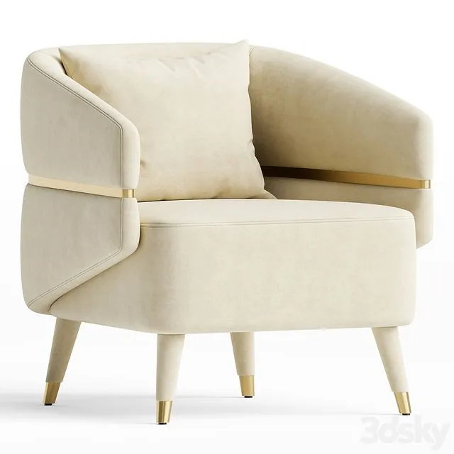 Ayla Velvet Accent Chair 3dsMax Model
